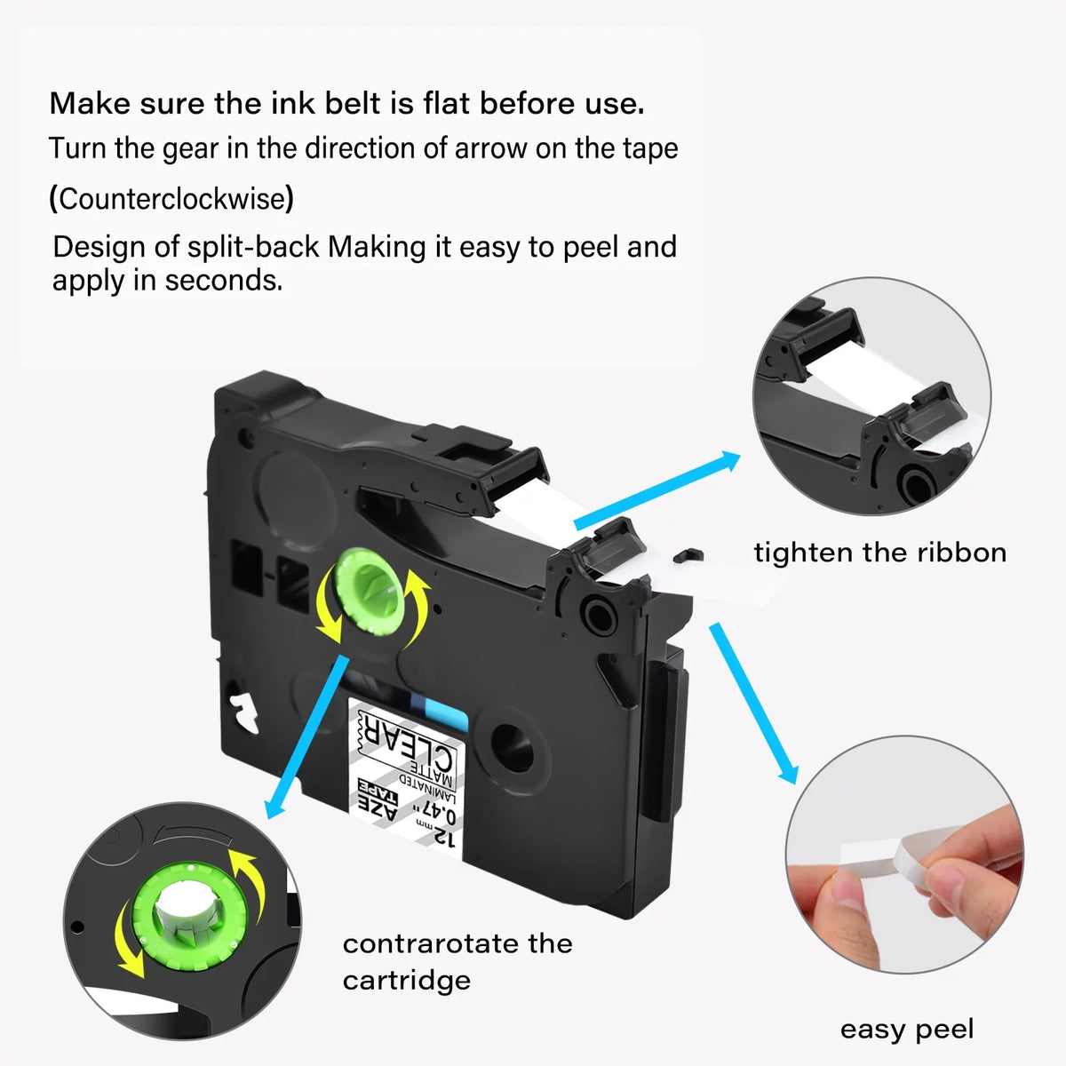 5PK Compatible for Brother P-touch Black on Matte Clear 12mm 0.47" TZe-M31 -M31 TZM31 TZeM31 Laminated Label Tape