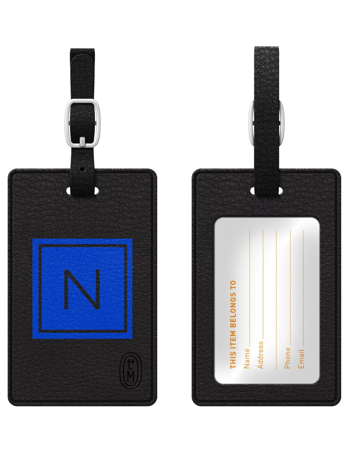 Centon  Monogram Leather Bag Tag Inversed Black Marine N TAGV1BLK-M06M-N