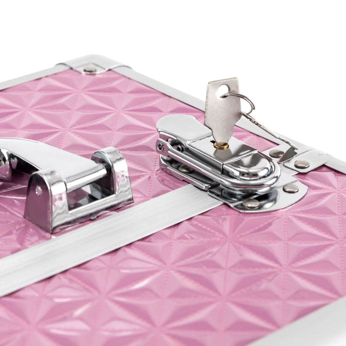 Professional Makeup Trolley Lockable Nail Embroidery Hair Styling Tools Storage Box with Drawers Pink