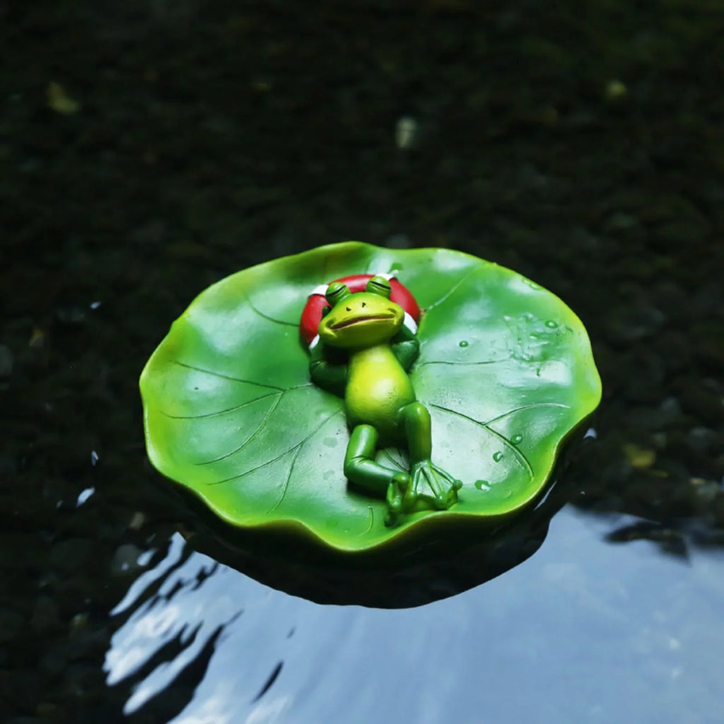 Simulation Water Floating Frog Ornament Animals Figurine Garden Statue Crafts Decor  Pool Accessories for Tabletop Shelf Office