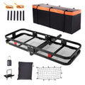 Hitch Mount Cargo Carrier 60x24x6in 500lb Foldable Steel Cargo Basket with Waterproof Bag Cargo Net Ratchet Straps Fits 2" Receiver