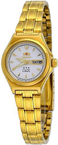 Orient #FNQ1S002W Women's 3 Star Gold Tone Stainless Steel White Dial Automatic Watch