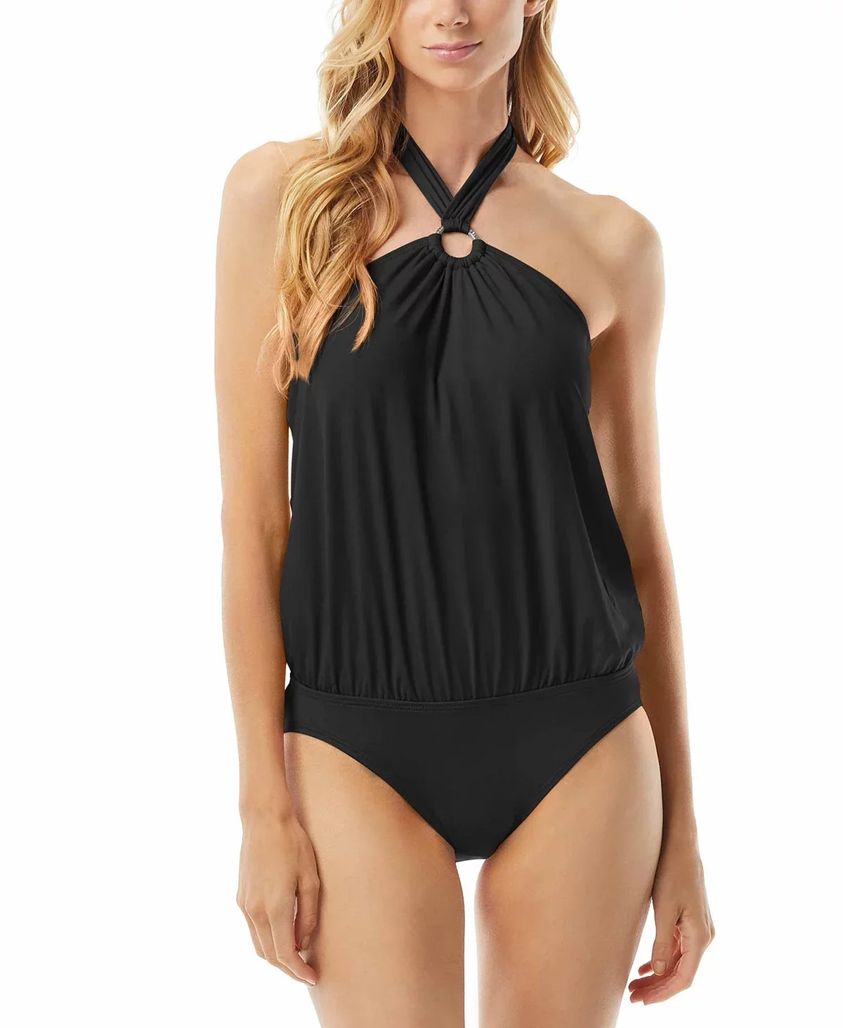 Halter Blouson One-Piece Swimsuit