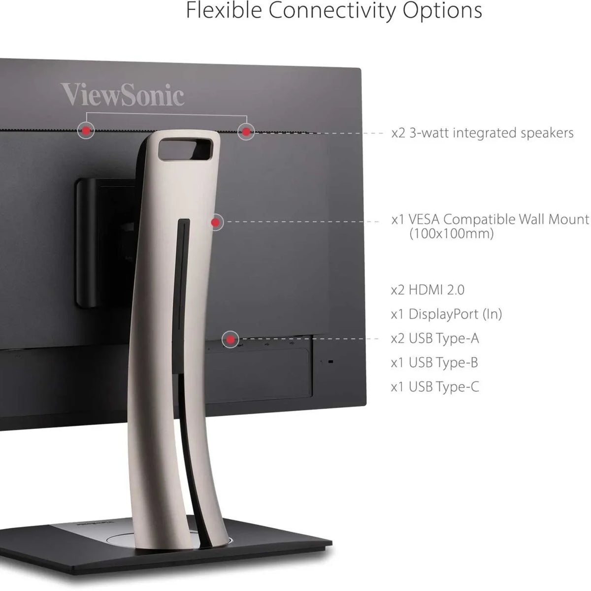 ViewSonic VP3256-4K 32 Inch Premium  4K Ergonomic Monitor with Ultra-Thin Bezels, Color Accuracy, Pantone Validated, , DisplayPort and  C for Professional Home and Office