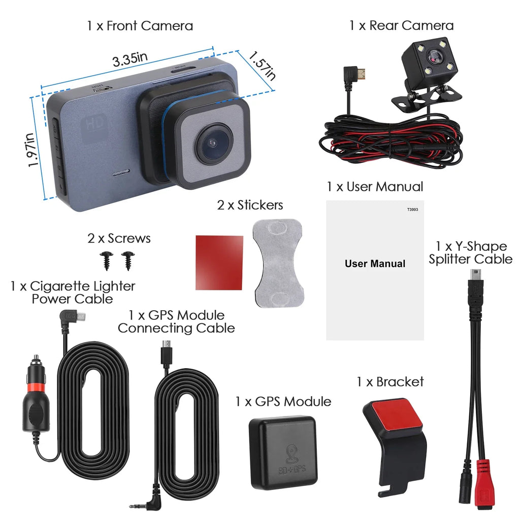 1080P Dual Lens Dash Cam, iMounTEK Universal Vehicle Driving Recorder, Car  with WiFi  G-Sensor  Control Motion Detection Parking Monitor Night Vision