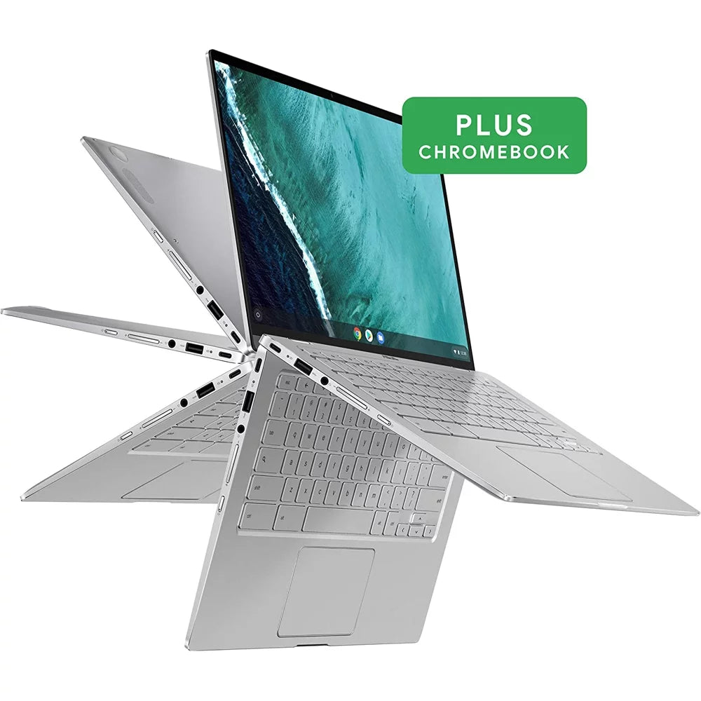 Chromebook Flip C434 2-In-1 Laptop, 14" Full  Touchscreen 4-Way NanoEdge, Intel Core M3-8100Y Processor, 4GB , 64GB eMMC Storage, All-Metal Body, Backlit , Chrome , Silver - (Open Box)