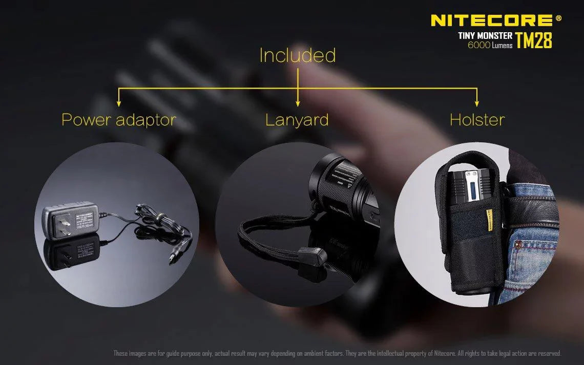 Outdoor Value Pack: Nitecore TM28 Searchlight  and  E4K Flashlight -Both can be Recharged on the go or at home