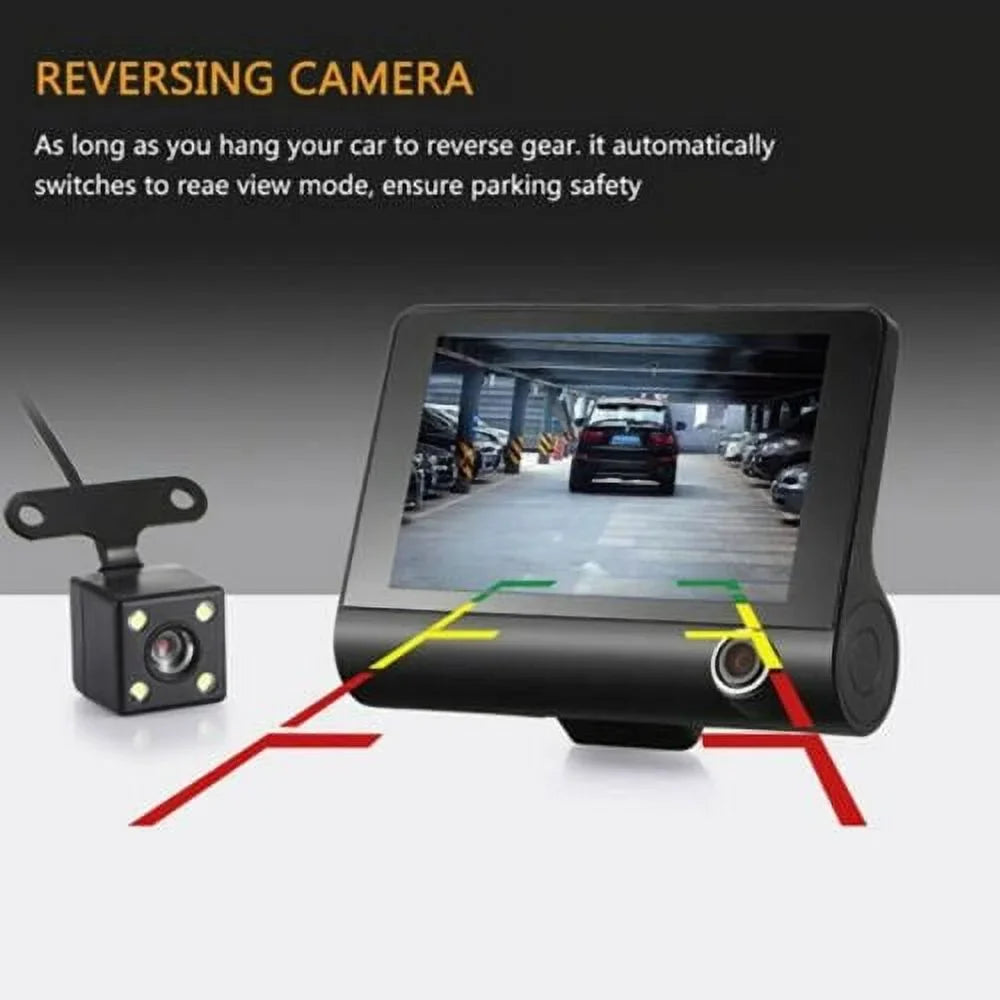 1080P 4" Dual Lens  Car  Rearview Video Dash Cam Recorder Camera G-Sensor