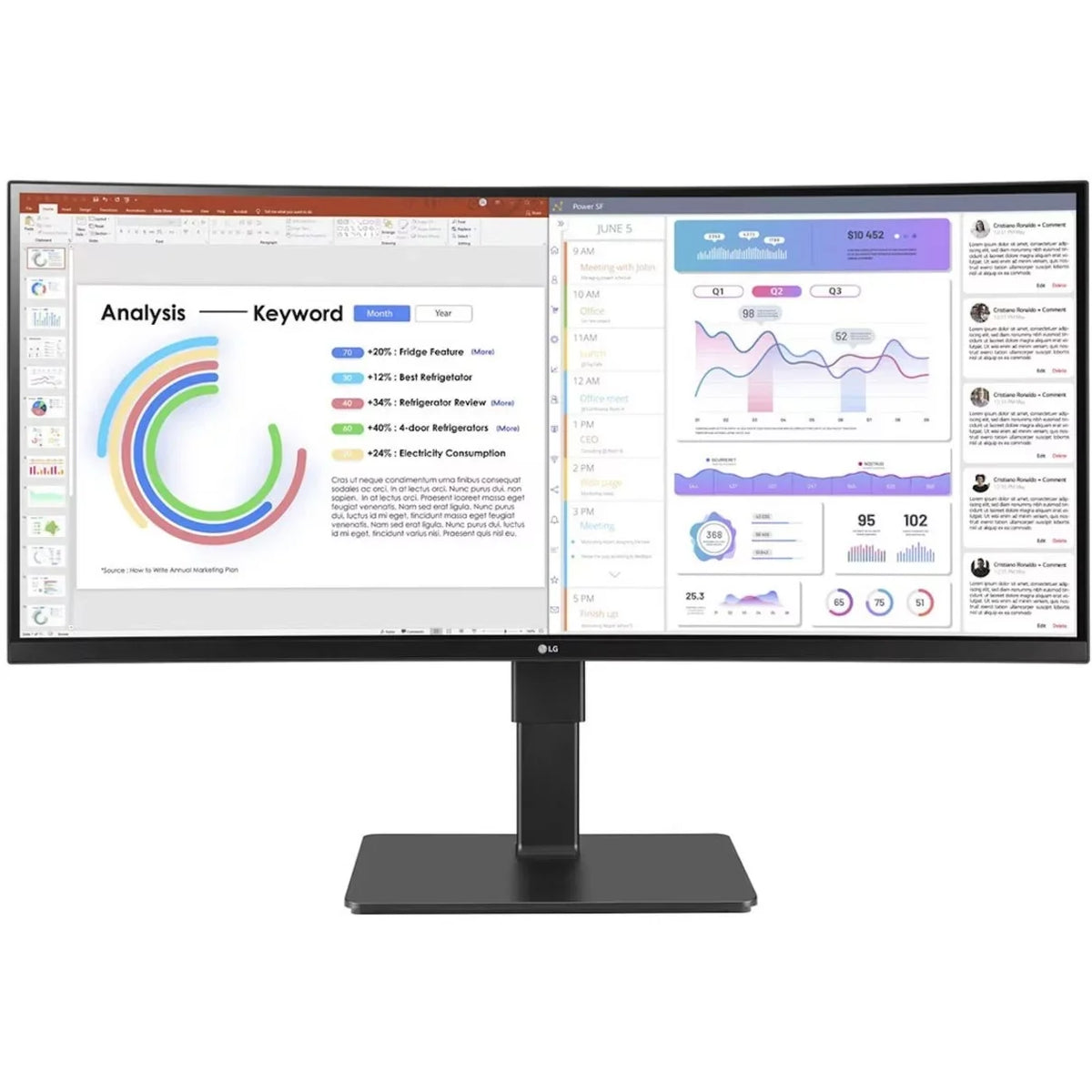 Ultrawide 34\" 3440 x 1440  HDR10, sRGB Curved Monitor, Textured Black, 34BQ77QB-B