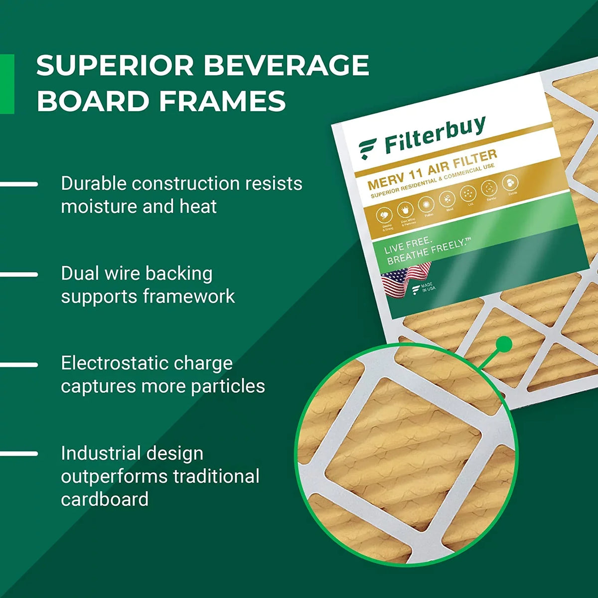 Filterbuy 12x16x1  11 Pleated   Furnace Air Filters (4-Pack)