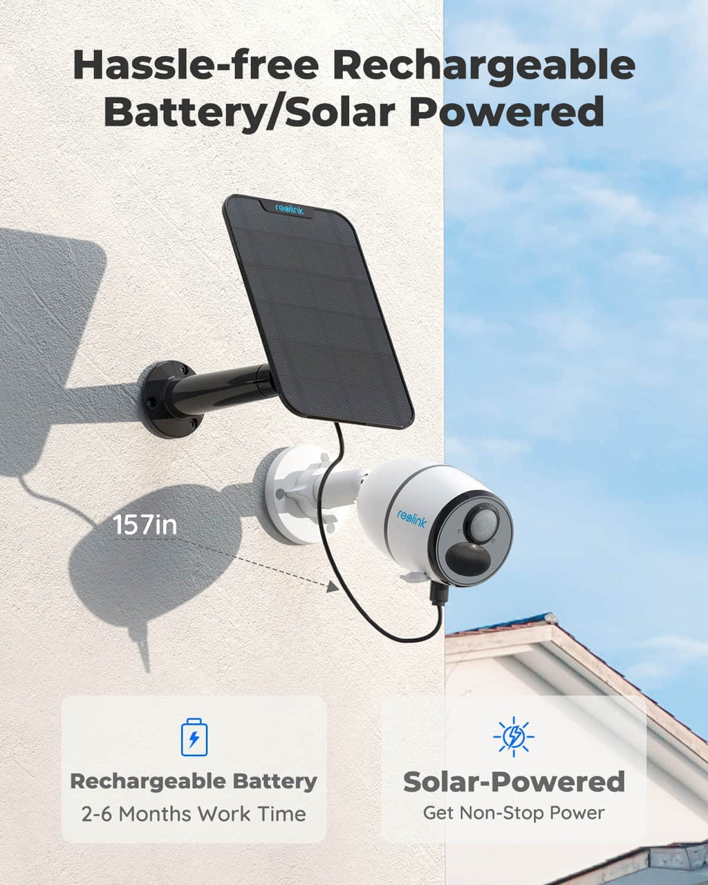 Reolink 2K+ 5MP Outdoor 4G  Cellular Battery-Powered Wireless Security Camera System, No WiFi Needed, Night Vision, Smart Person/Vehicle Detection, 2-Way Talk, Go Plus with White Solar Panel