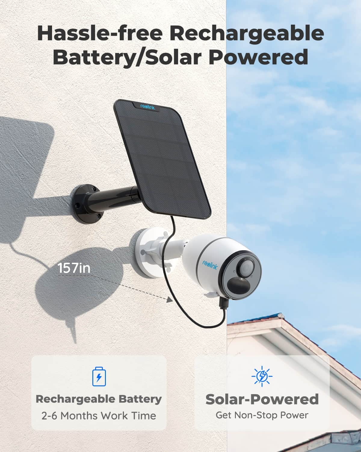 Reolink 2K+ 5MP Outdoor 4G  Cellular Battery-Powered Wireless Security Camera System, No WiFi Needed, Night Vision, Smart Person/Vehicle Detection, 2-Way Talk, Go Plus with White Solar Panel