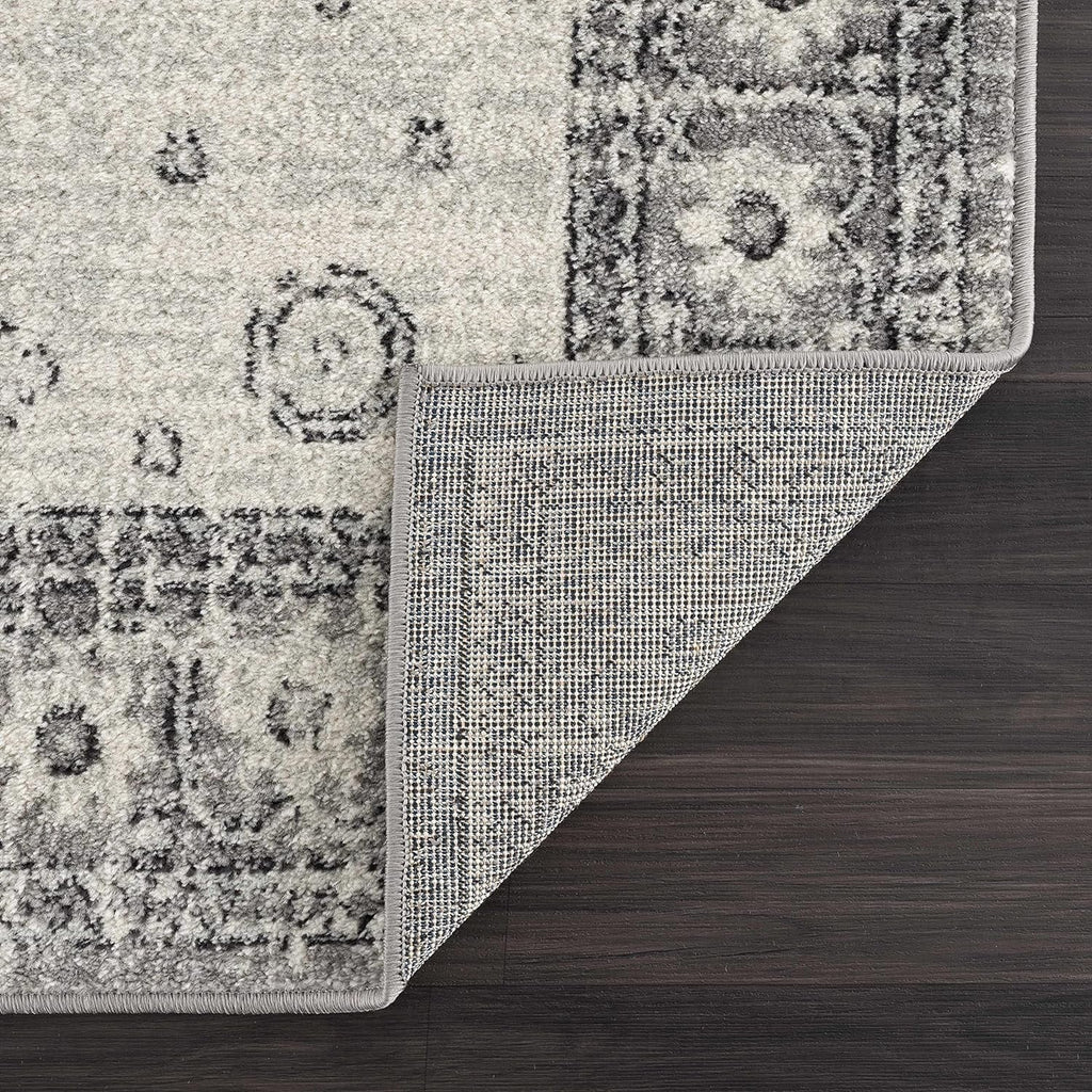 Marash Collection Goksun Persian Traditional Living Room, Bedroom, Indoor Area Rug - Oriental Medallion Pattern - Boho Vintage Distressed - Grey, Beige - 7'10" X 10'
