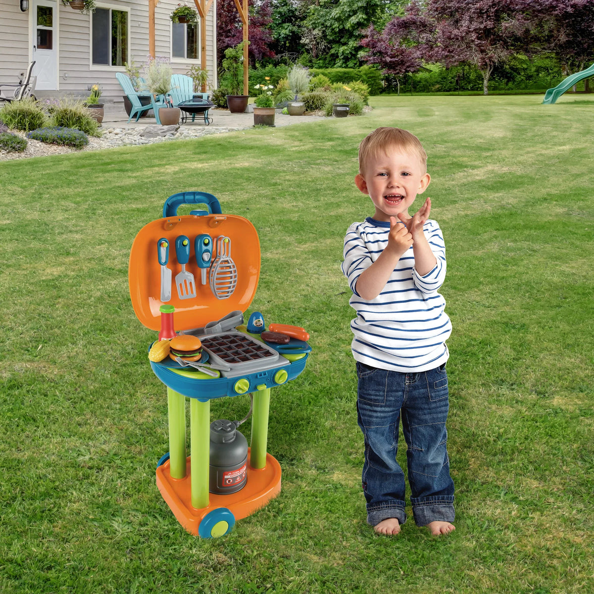 Hey! Play!  Grill Toy Set - Pretend Play Kids Dinner Play Set