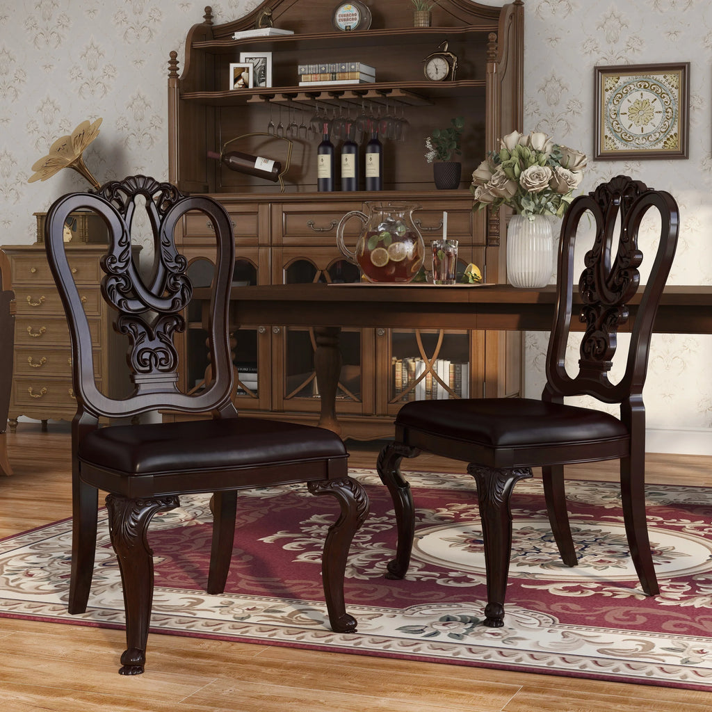 Furniture Of America -3319W- Woden Side Chair- 2 Pack - Brown Cherry