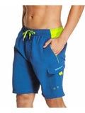 Mens Swimwear Blue Color Block Shorts S