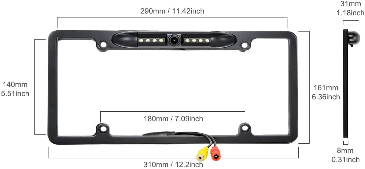 Backup Camera Rearview License Plate Frame for  -AX5500 XAVAX5500 Black