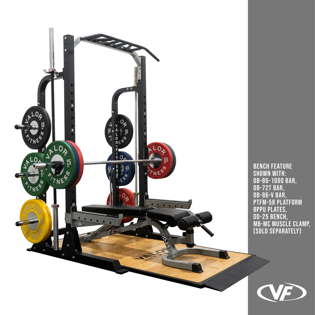 Valor Fitness Half Rack Squat Machine – 5 Position Multi-Grip Pull Up Station - Adjustable Height, Plate & Bar Storage, and Resistance Band Pegs – Max 1000 lbs – Power Rack Equipment --58