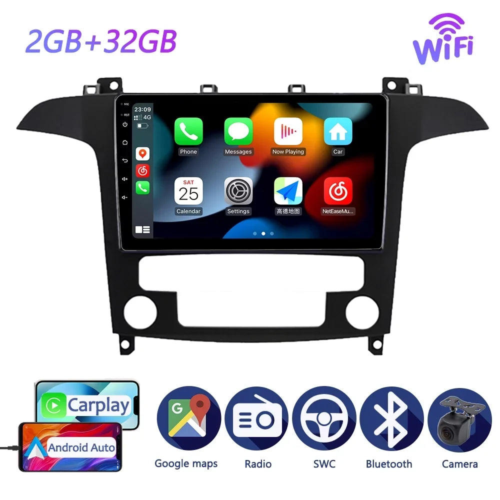 32GB Car Radio  Navi For Ford S Max S- 2007 - 2015 Android Screen Car Stereo With Bluetootn Carplay Android Auto
