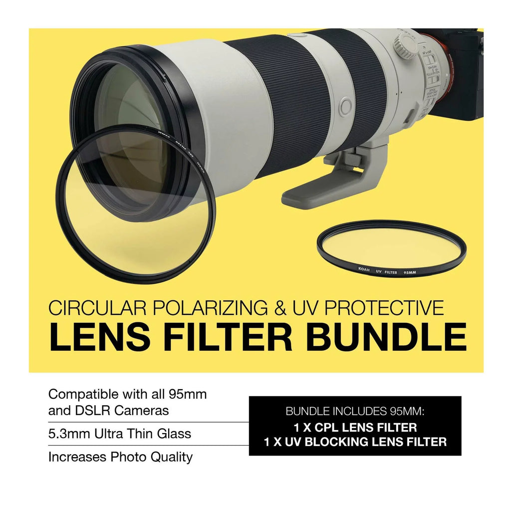 Koah 95mm Circular Polarizing and  Protective Lens Filter Bundle