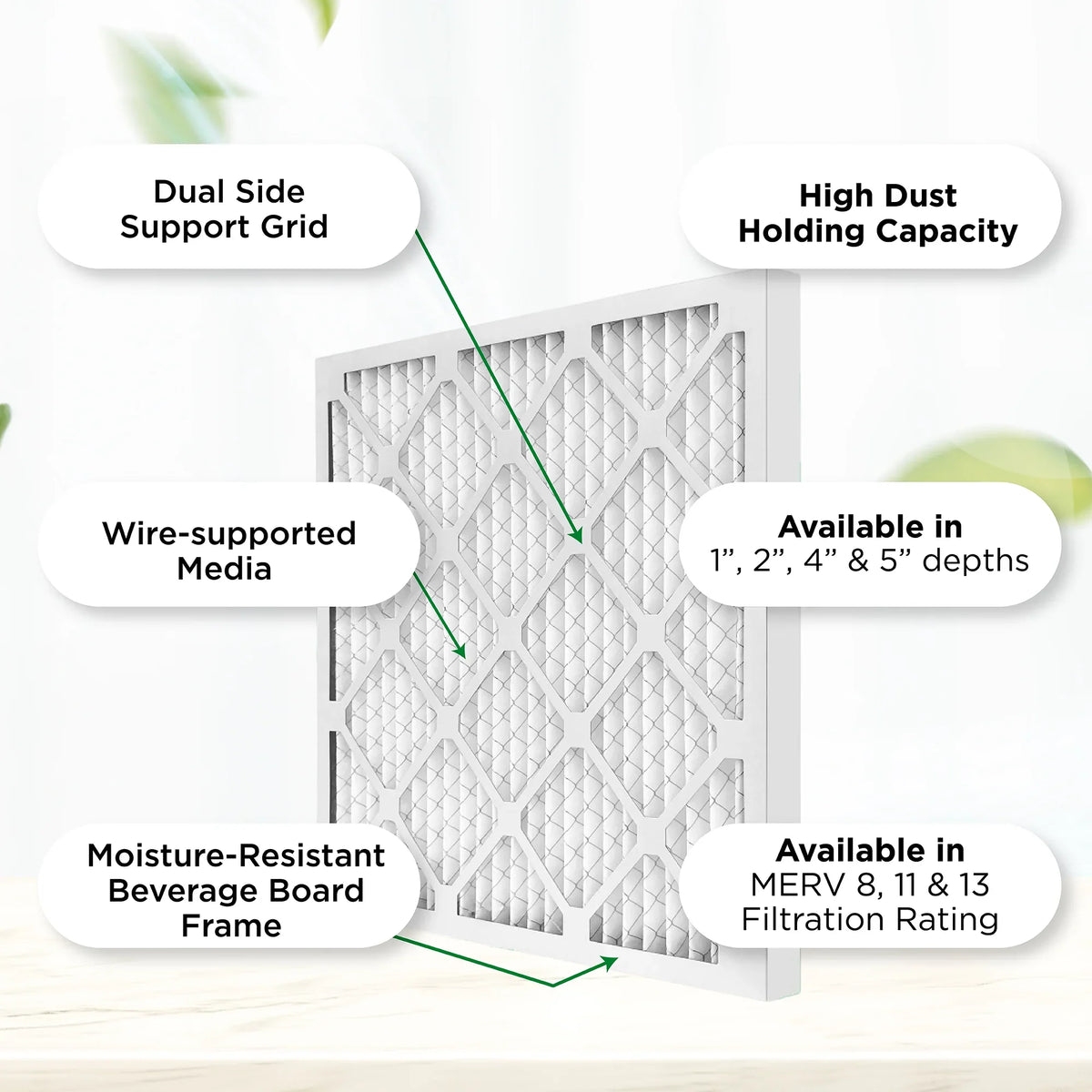 12x20x1  11,  1000 Pleated  Furnace 1" Air Filters by Pamlico. Quantity 6. Actual Size: 11-1/2 x 19-1/2 x 3/4