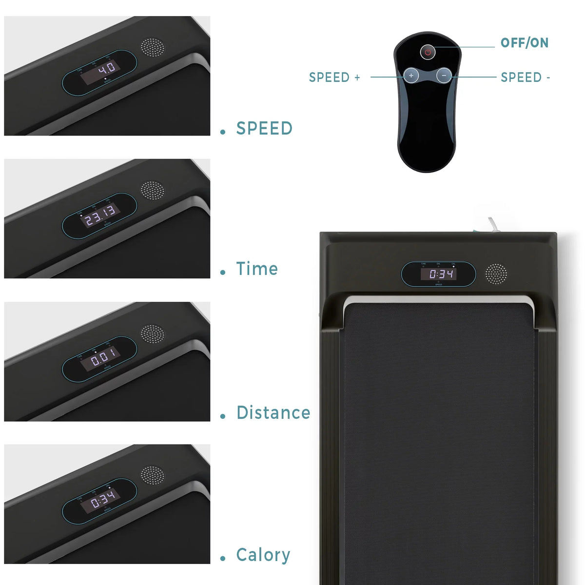 Walking Pad Treadmill,  Ultra-Quiet Under Desk Treadmill for Home Office Gym Use, 2.5HP Electric Treadmill with Bluetooth /speaker/Remote Control/Display, 2 in 1 Portable Walking Pad
