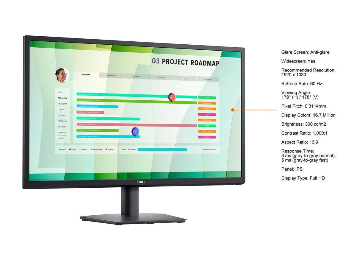 Dell 27" 60 Hz    Monitor 8 ms (gray-to-gray normal); 5 ms (gray-to-gray fast) 1920 x 1080 D-Sub,  Flat Panel E2723HN