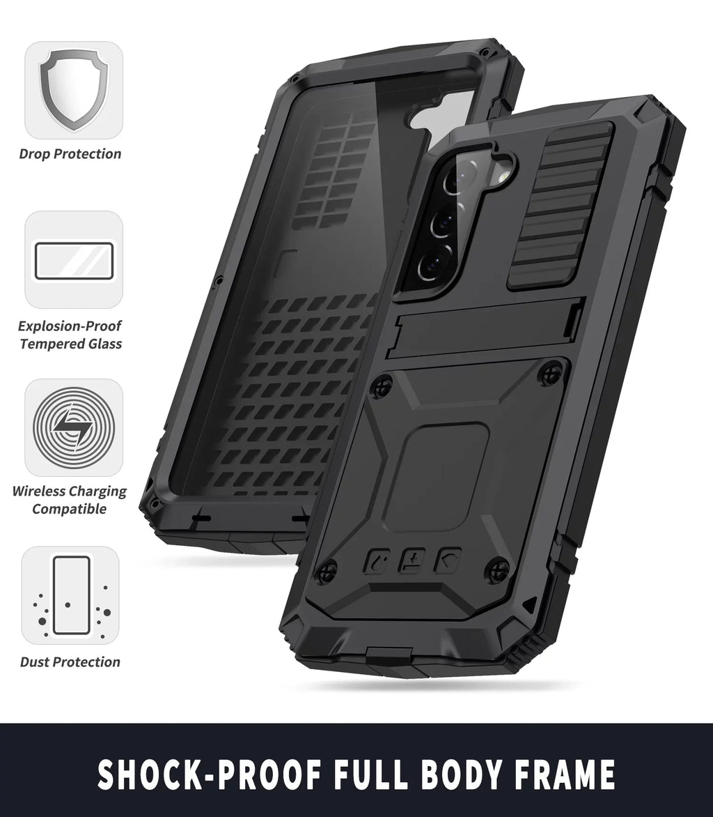 Casetego for Samsung Galaxy S22 Plus Case,Built in Kickstand Heavy Duty Military Grade Rugged Shockproof Protective Cover,Black