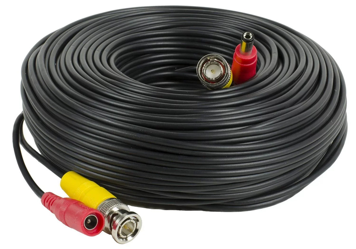 Amcrest 4-Pack 100 Feet Pre-Made All-in-One Siamese  Video and Power  Security Camera Cable with Two Female Connectors for 960H & - Camera and  (SCABLEHD100B-4pack)