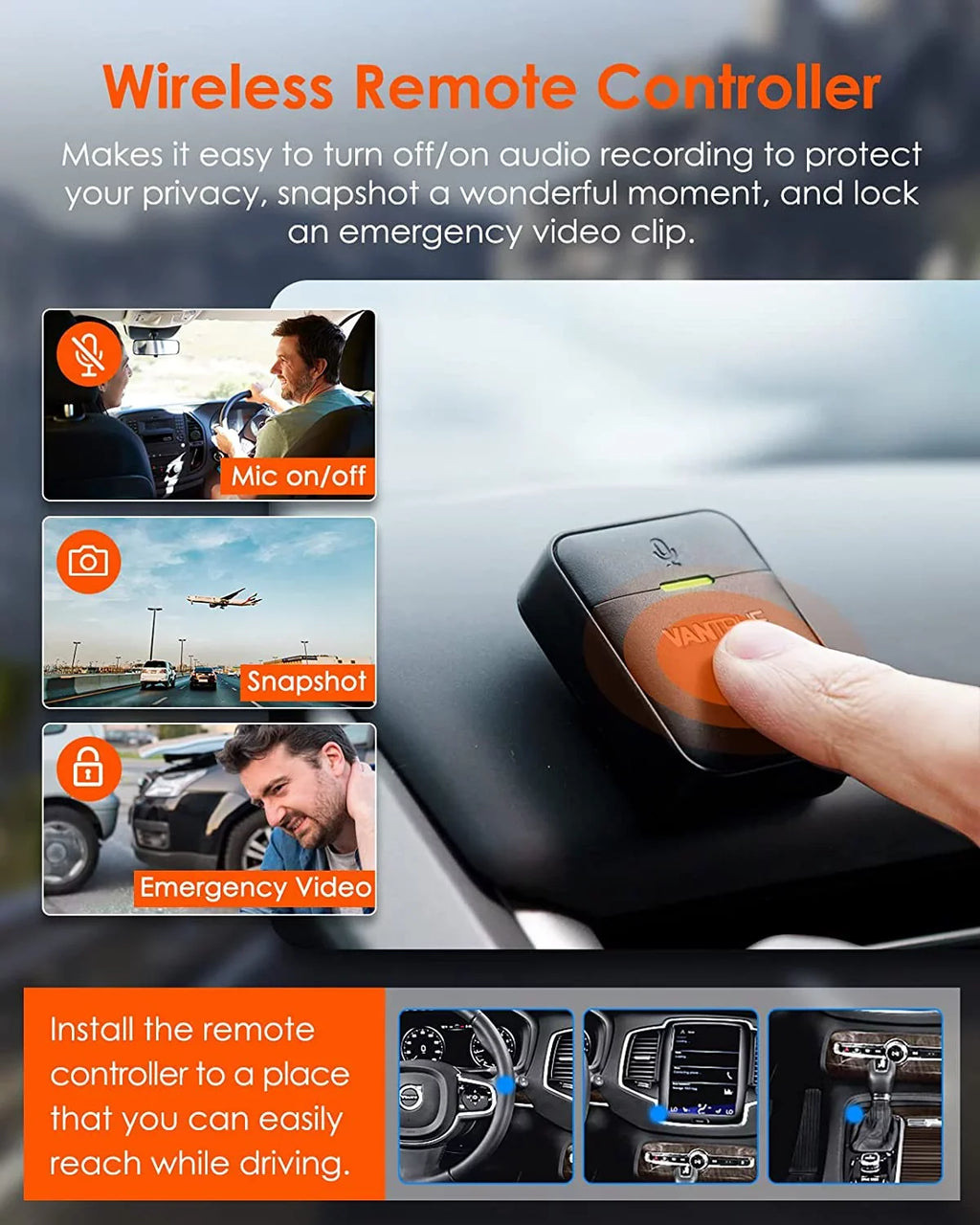 Vantrue E2 Dual 2.5K Front and Rear Dash Cam with 5G WiFi,  & Voice Control, 1944P+1944P Car Camera, 24hrs Buffered Parking Mode, Enhanced Night Vision, Motion Detection, Capacitor, Support 512GB