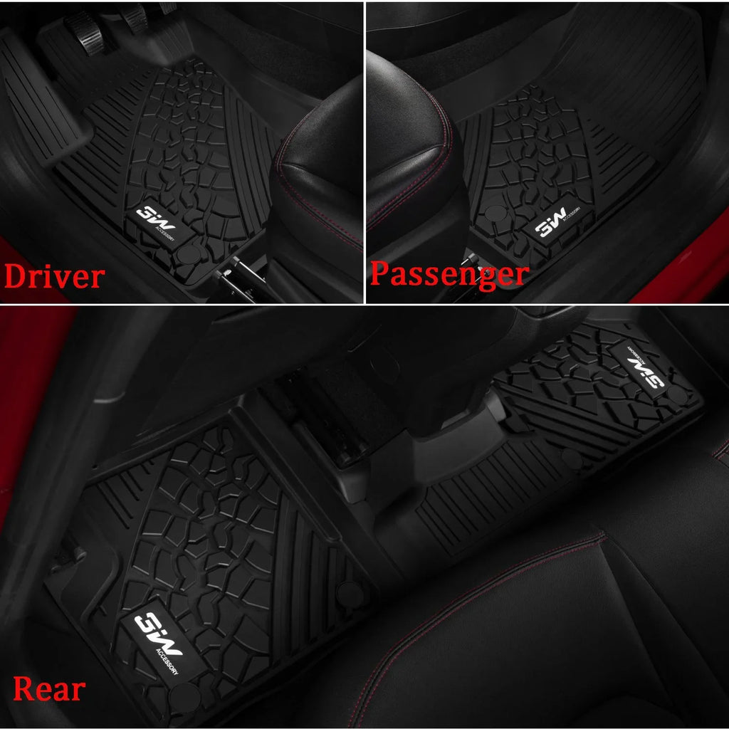 3W Floor Mats for Jeep Compass 2017-2023 Full Set Front and Rear 2 Rows seat Floor Liner with All Weather Odorless  (New Body Style Only), Black