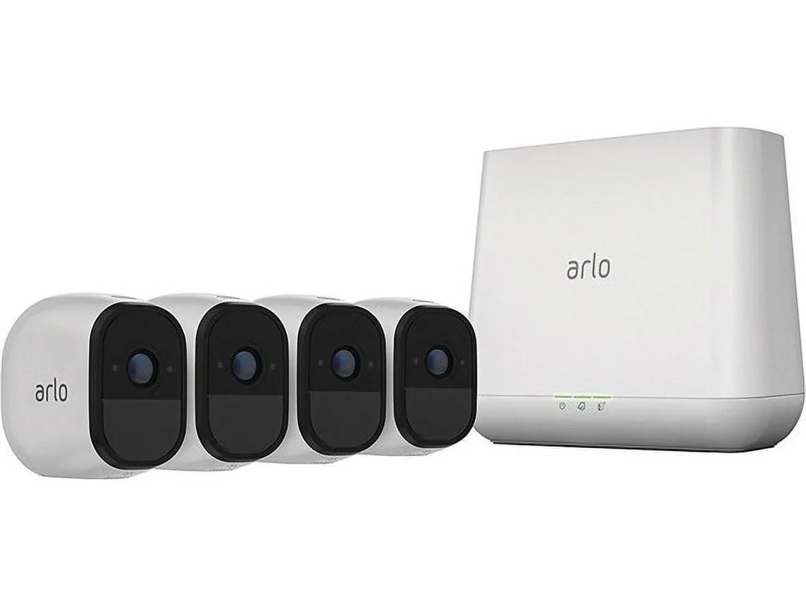 Pre-Owned Arlo Pro 4-Cam System 2-way Audio Wifi  4 Camera Kit VMS4430U-100NAR - White (Fair)