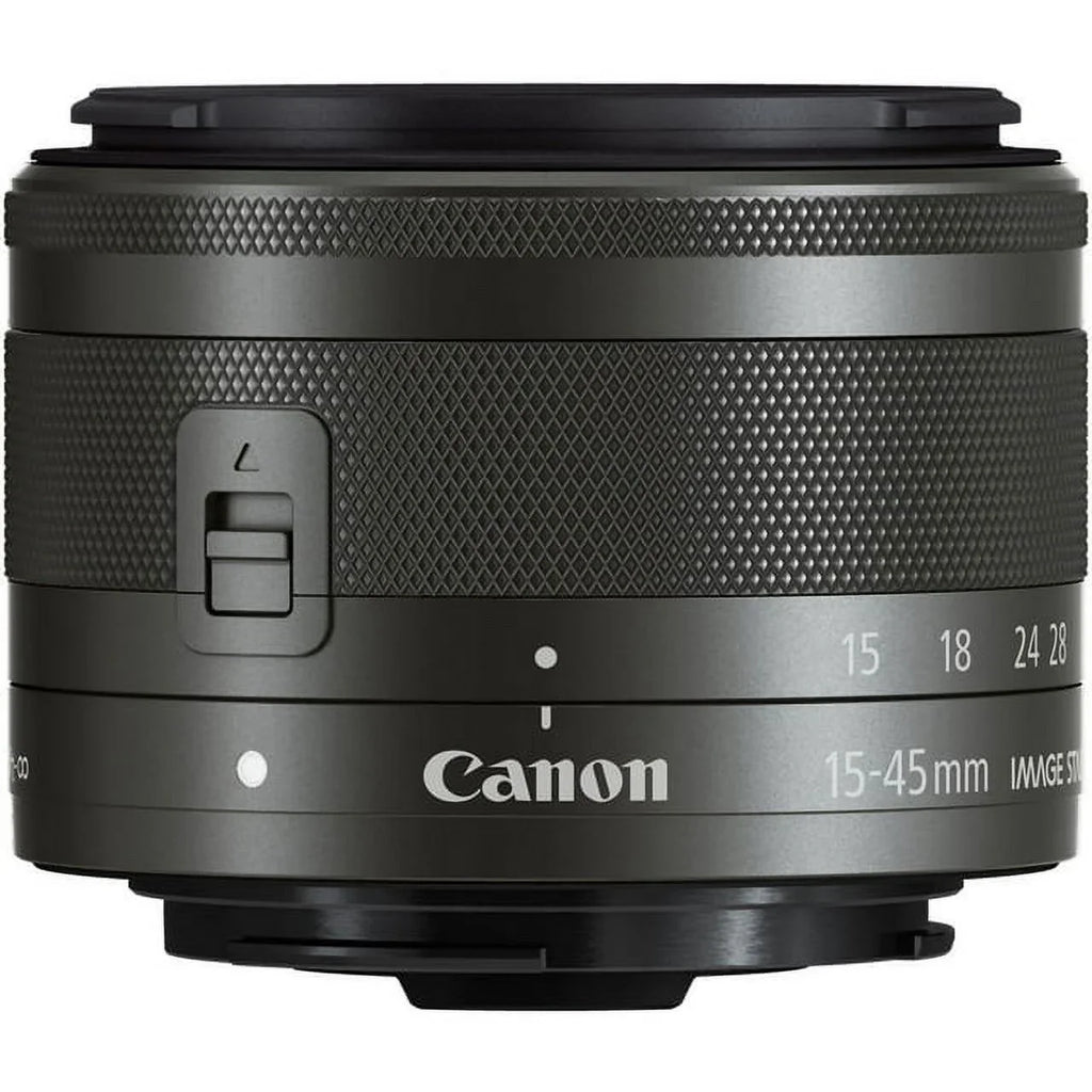 Canon -M 15-45mm f/3.5-6.3   Lens (Graphite) - PixiBytes Basic Bundle