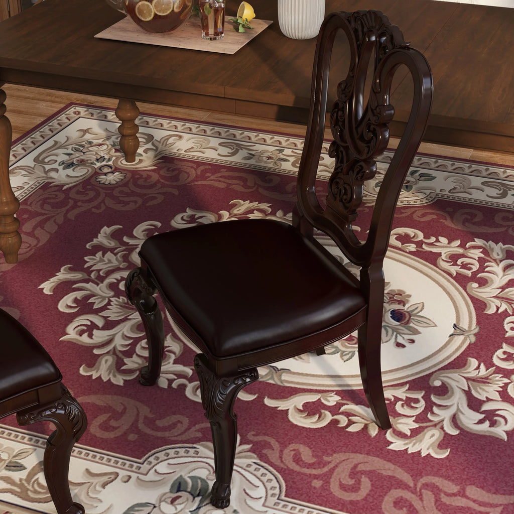 Furniture Of America -3319W- Woden Side Chair- 2 Pack - Brown Cherry