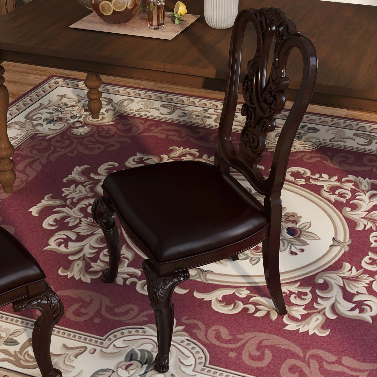 Furniture Of America -3319W- Woden Side Chair- 2 Pack - Brown Cherry