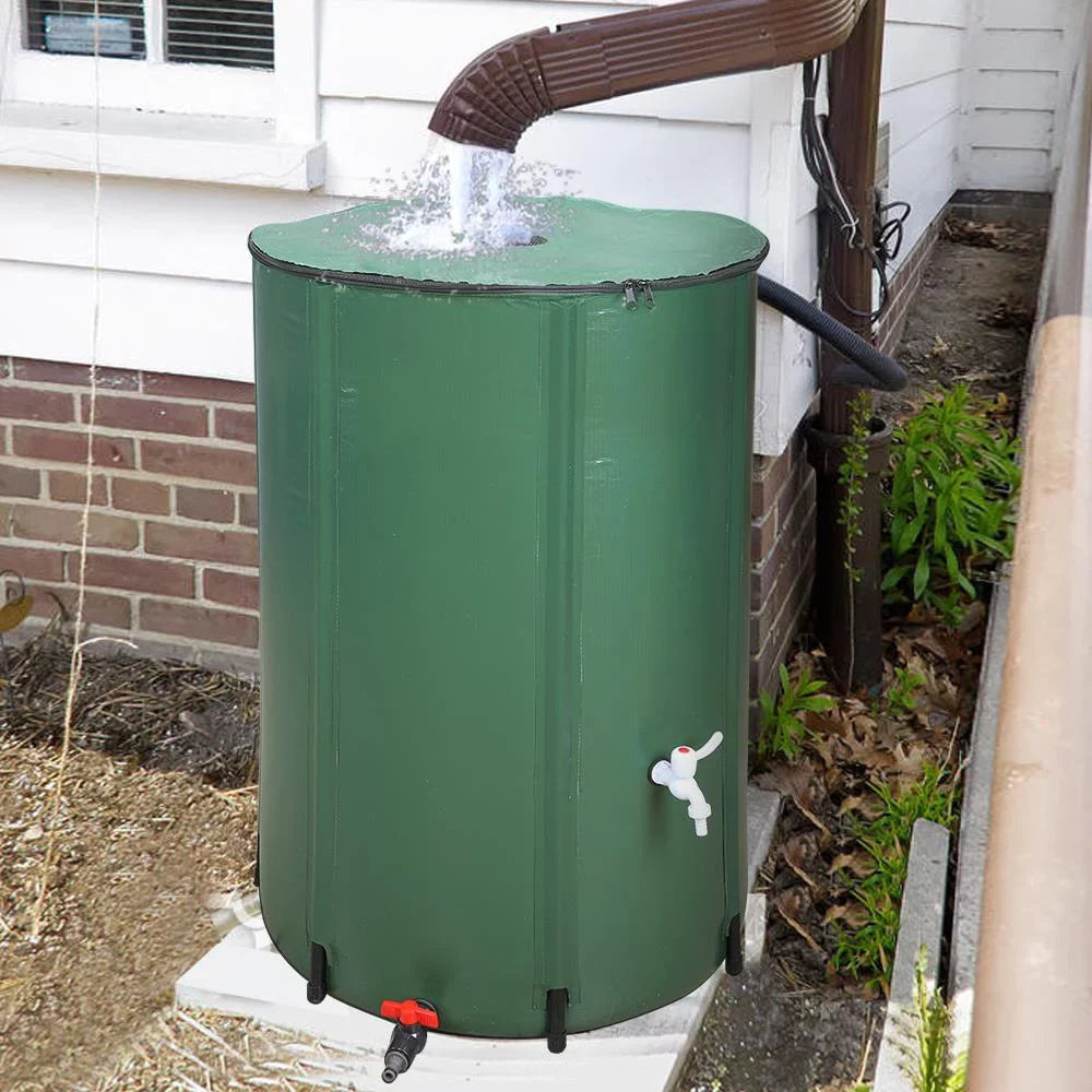 Winado Portable 100 Gallon Rain Barrel Patio Water Storage Barrel Green