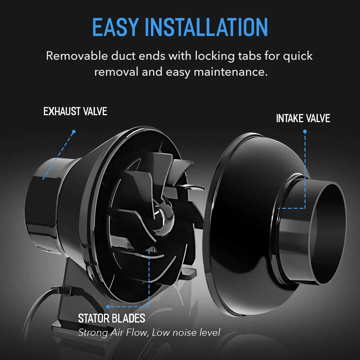 iPower 4 inch 195  Inline Duct Ventilation Fan Air Circulation Vent Blower for Grow Tent, 4" Lite, Black, 1-Pack