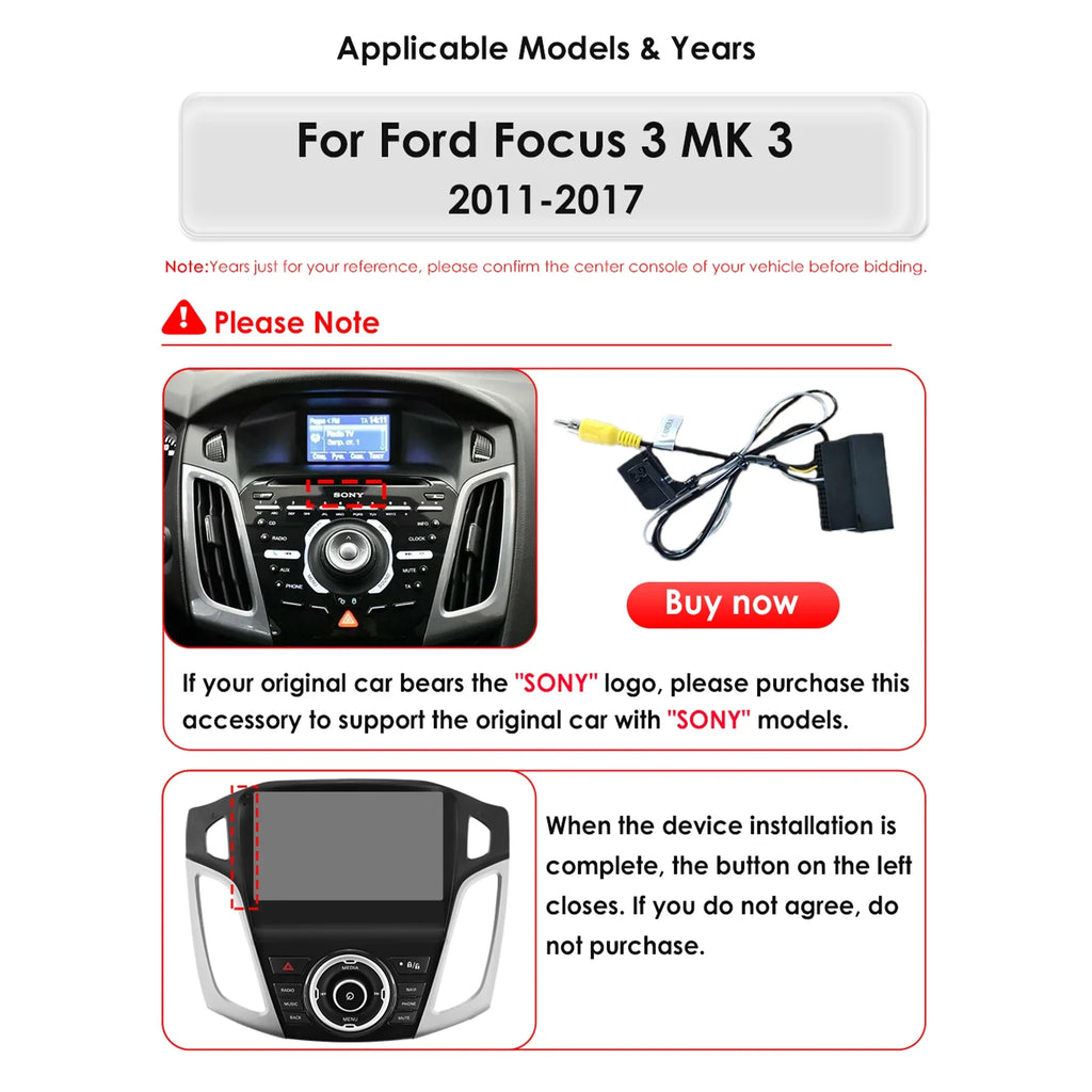 For Ford Focus 2012 2013 2014 2015 2016 2017 Android 12.0 Wifi 2+32GB Car Stereo Radio Head Unit  Navigation  Carplay Player