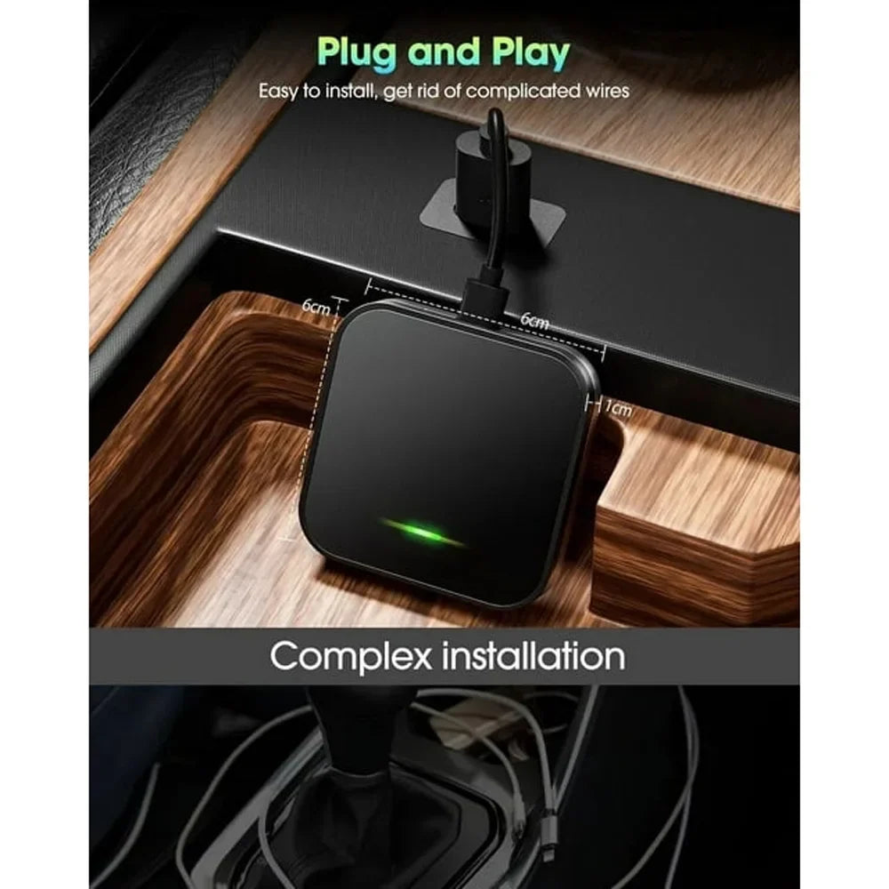 For Apple iOS Car Auto Navigation Player Wireless Carplay Adapter Box Dongle, Black