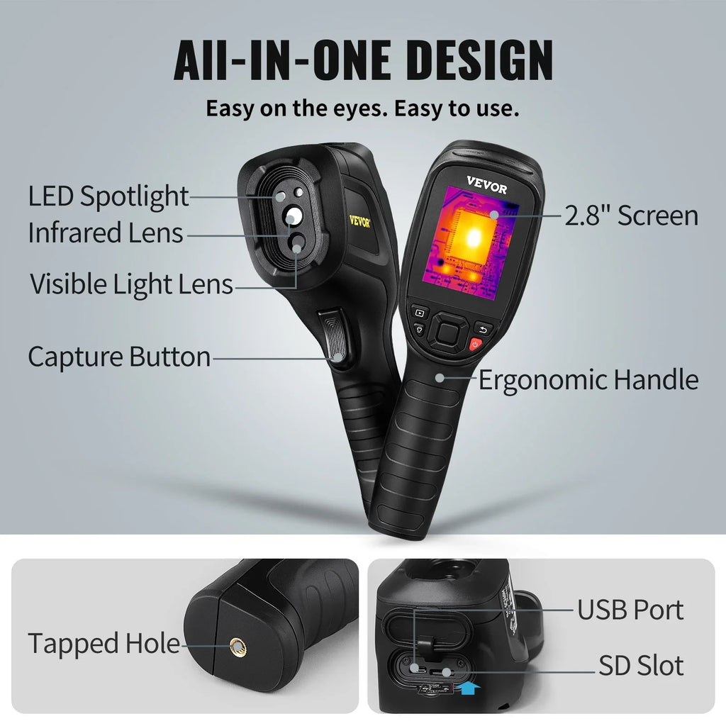 Thermal Imaging Camera, 240x180  Resolution with 2MP Visual Camera, 20Hz Refresh Rate Infrared Camera with -4℉~1022℉ Temperature Range, 64G Built-in  Card and Rechargeable Li-ion Battery