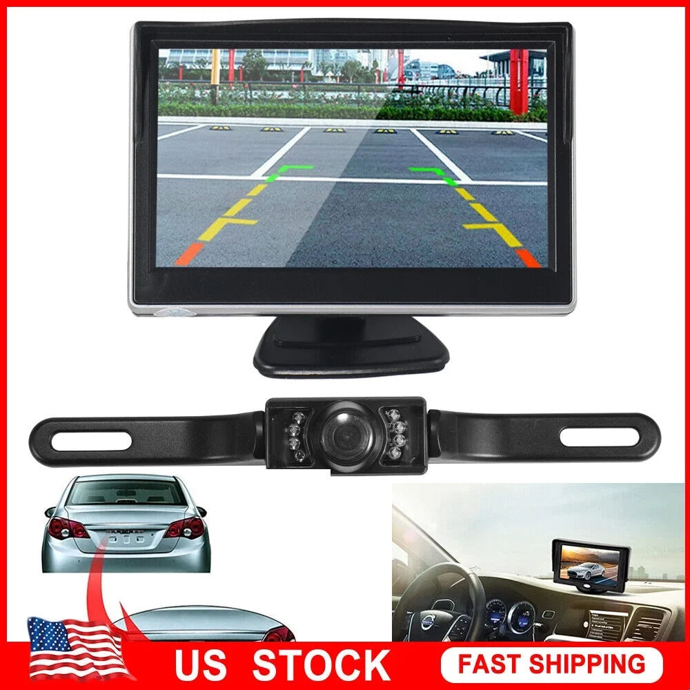 Paddsun  Car Night Vision Backup Camera Kit 5" Wireless Monitor  Rear View Waterproof