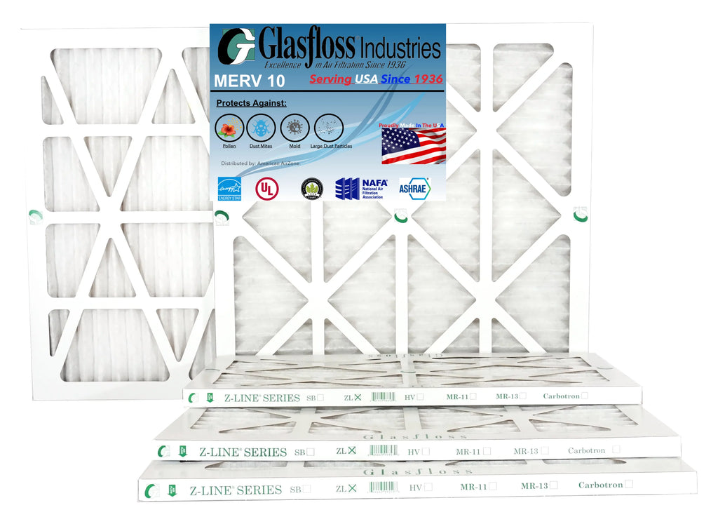 Glasfloss 13x18x1 -  10 -Qty:4 - Furnace Air Filter - Made in  (Actual Size: 12.5 x 17.5x7/8 inch)