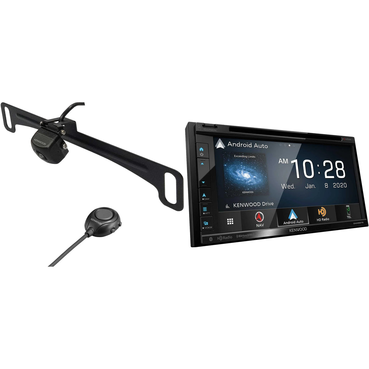 Kenwood DNX697S Navigation Receiver with -320LP Multi-Angle Rear View Camera with License Plate Mounting