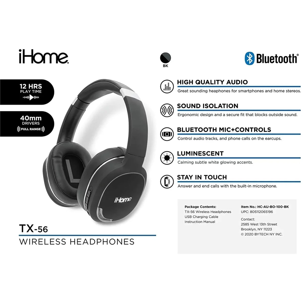 '-56 True Matted Finish Premium Wireless Over-Ear Headphones with Bluetooth Earphones (-100)