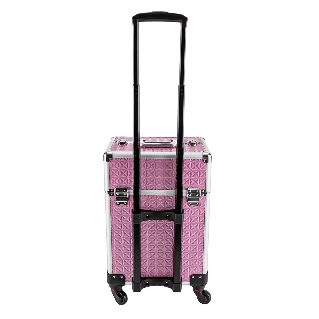 Professional Makeup Trolley Lockable Nail Embroidery Hair Styling Tools Storage Box with Drawers Pink