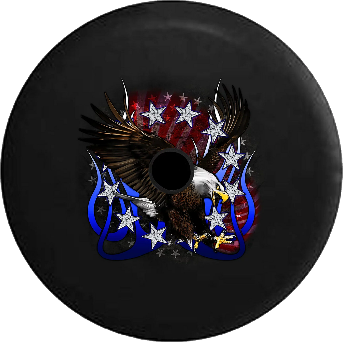 2018 2019 Wrangler  Backup Camera Stars & Stripes American Eagle Tribal Flames Vintage Cracked Spare Tire Cover for Jeep  33 Inch