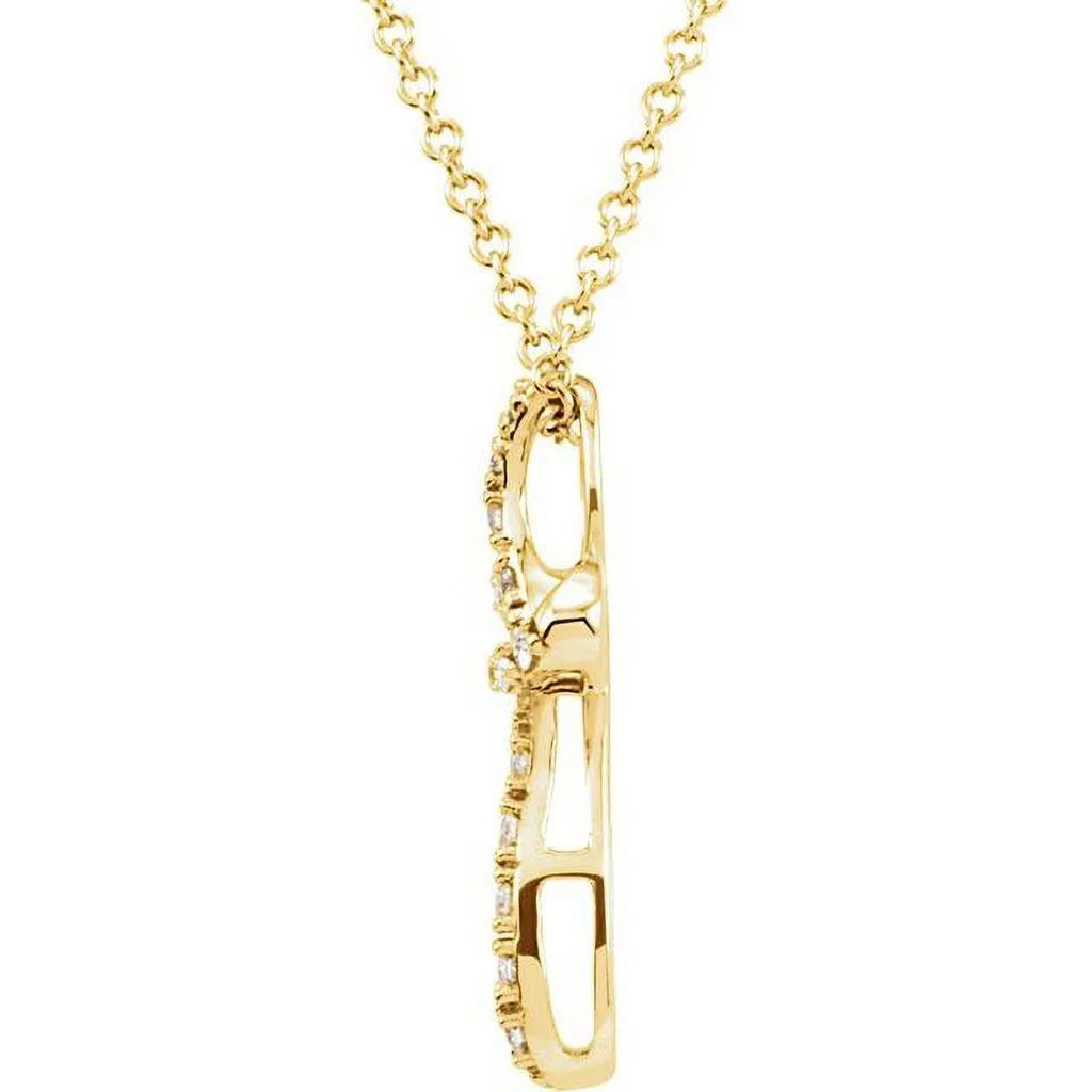 14K Yellow 1/10  Natural Diamond Cross 18" Necklace 651692:100:P
