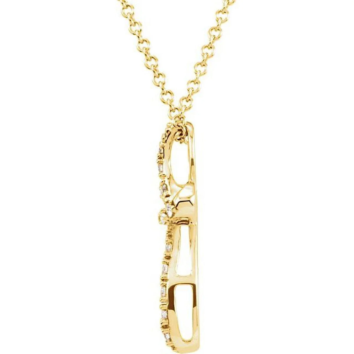 14K Yellow 1/10  Natural Diamond Cross 18" Necklace 651692:100:P