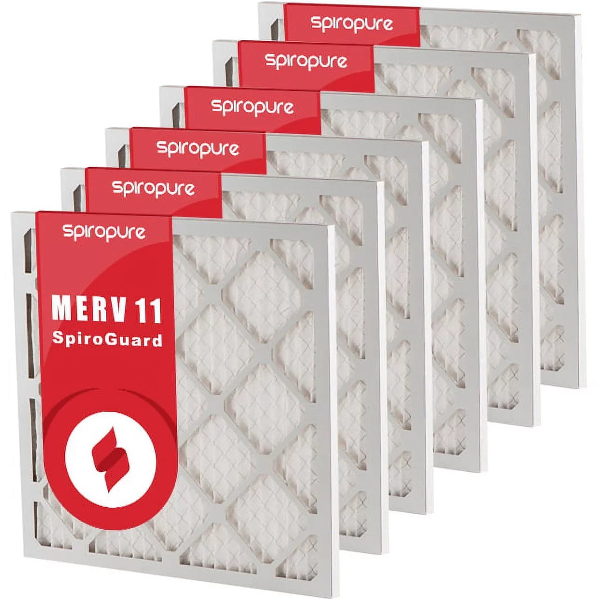SpiroPure 7.75x13.75x1  11 Pleated Filter Air Filters - Made in  (6 Pack)