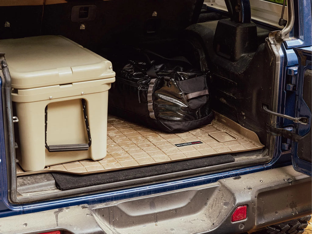 WeatherTech Cargo Trunk Liner with Bumper Protector compatible with 2006-2012 Toyota RAV4 - Behind 2nd Row Seating With Bumper Protector, Tan